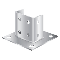 TWELVE-HOLE SQUARE POST BASE 6"WX6"LX3-1/2"T DOUBLE CHANNEL TALL CLEVIS